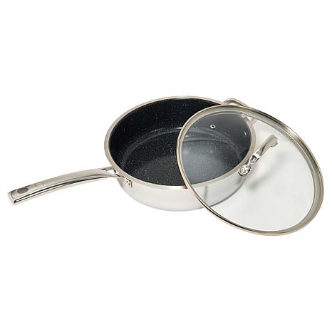 $49.95, Was $59.95, 16% Off! Curtis Stone Tri-Ply SS 5qt Dura-Pan Ceramic Sauté Pan with Lid dealfomo