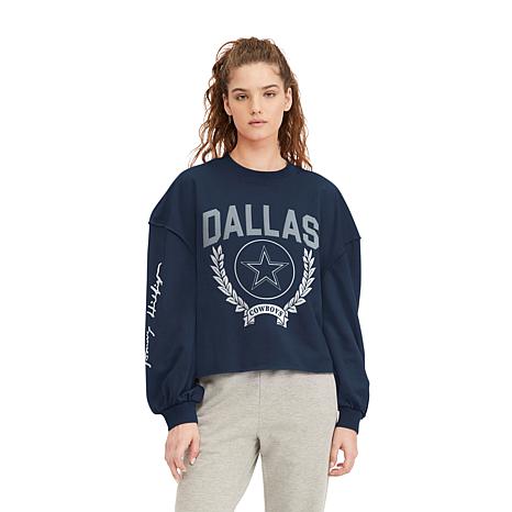 Dallas Cowboys Womens Crop Top Hoodie W/ Tonal Viper Print Detail