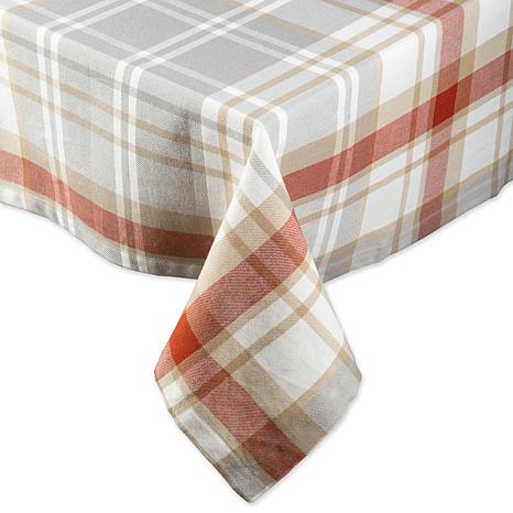 grey plaid tablecloth