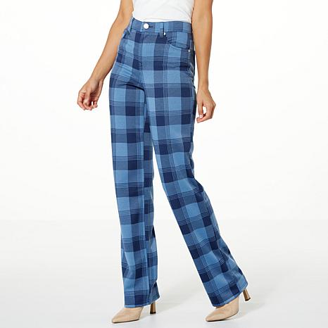 DG2 by Diane Gilman Checkered Jacquard Wide-Leg Pant