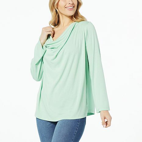 DG2 by Diane Gilman Wear 2 Ways Reversible Neck Flare-Sleeve Top ...