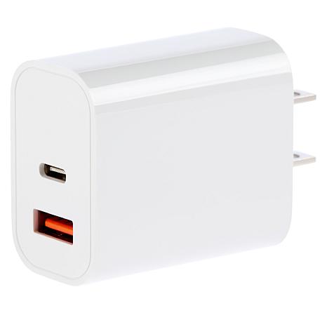 Dual Port Fast Charge USB-C and USB-A Universal Compact Wall Charger ...