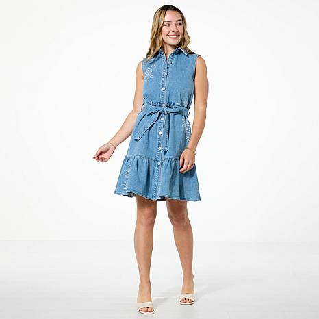G by Giuliana Black Label Embroidered Denim Tank Dress G by Giuliana Black Label Embroidered Denim Tank Dress
