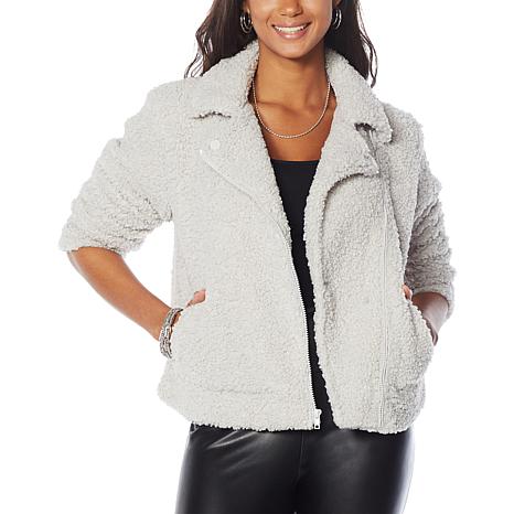 Black sherpa hotsell moto jacket