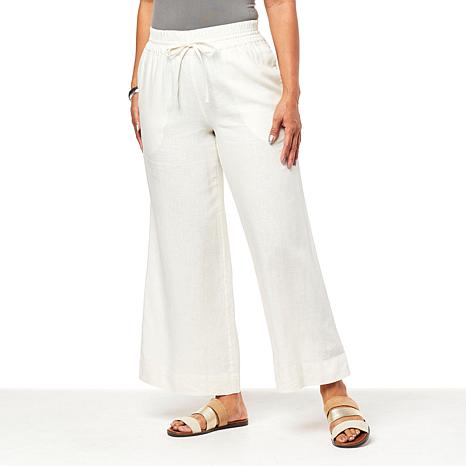 G by Giuliana Jet Set G Sugar Washed Linen-Blend Wide-Leg Pant