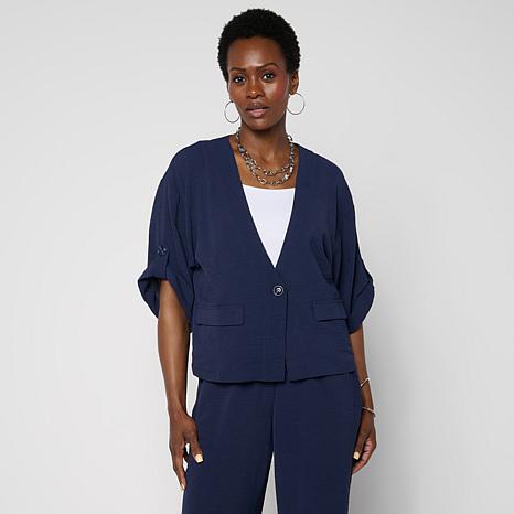 G by Giuliana Short Sleeve Stretch Woven Jacket | HSN