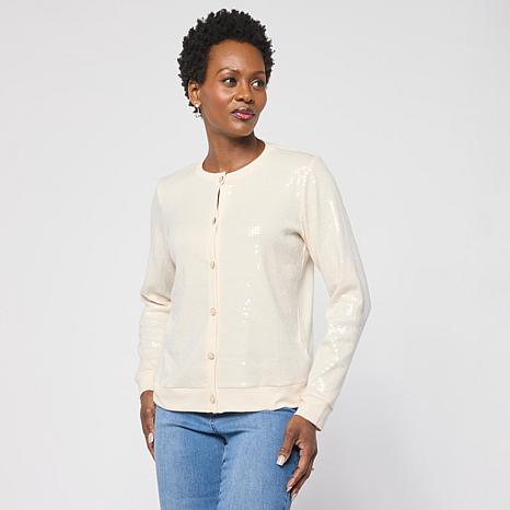 G by Giuliana Sweater Cardigan with Clear Sequins | HSN