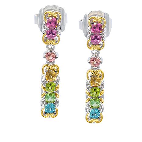 Gems by Michael 18K Goldtone Multi-Color Tourmaline Dangle