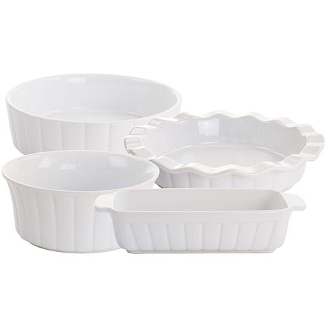 Martha Stewart 2-Piece White Stoneware Square and Rectangle Baker Bakeware Set