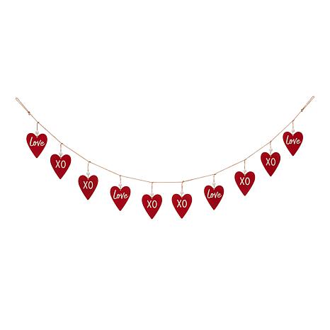 Glitzhome 72in L Valentine's Wooden and Metal Heart Garland - 20825151 ...