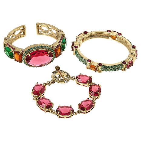 Heidi Daus Alta Moda Multi-Cut Stone Bracelet 3-piece Bracelet Set