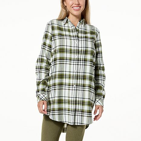 HUE Plaid Button-Down Nap Shirt - 20901188 | HSN