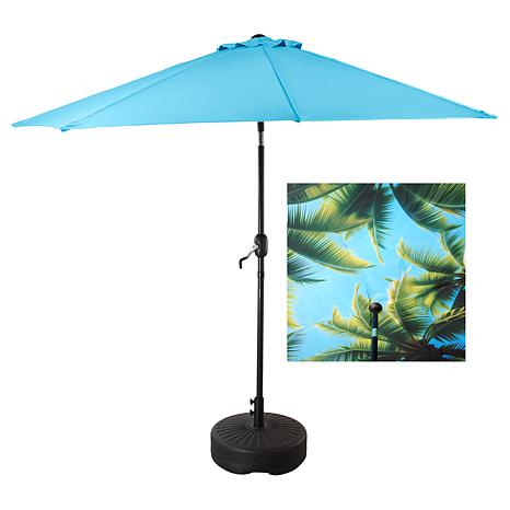 $129.95, Was $159.95, 18% Off! Improvements 9' Double-Layer Printed Patio Umbrella with Base dealfomo