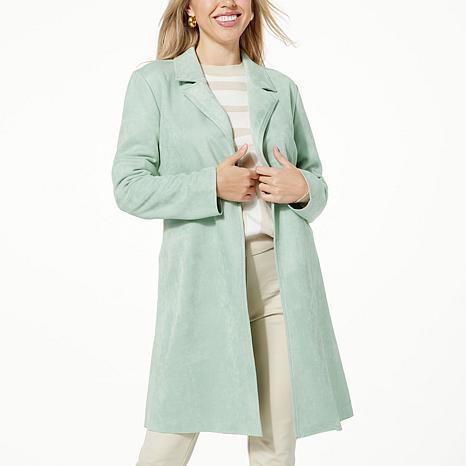 Faux suede deals long coat