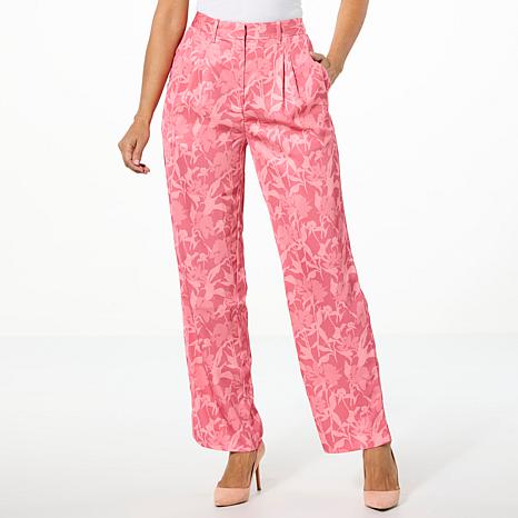 Jaclyn Smith Floral Jacquard Pleated Pant - 23307514 | HSN