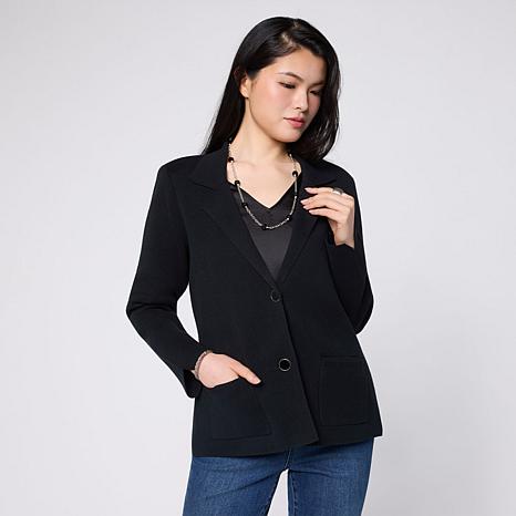 $44.95, Was $54.95, 18% Off! Jaclyn Smith Open-Stitch Sweater Blazer dealfomo