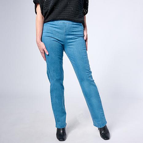 Jaclyn Smith Stretch Denim Straight-Leg Pull-On Pant | HSN