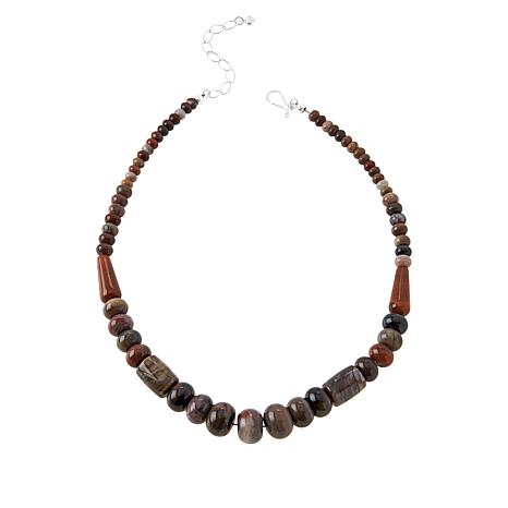 Jay King Sterling Silver Multicolor Petrified Wood Bead Necklace