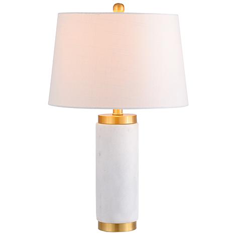 marble and brass table lamp