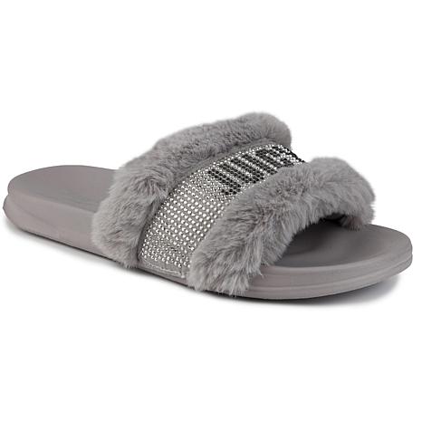 fur slides with diamonds