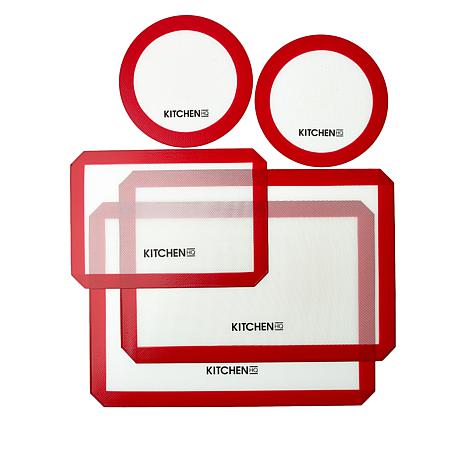 Silicone Baking Mats Set of 5 - 2 Half Sheet Mats + 1 Quarter Sheet Mat + 1  Round & 1 Square Mat