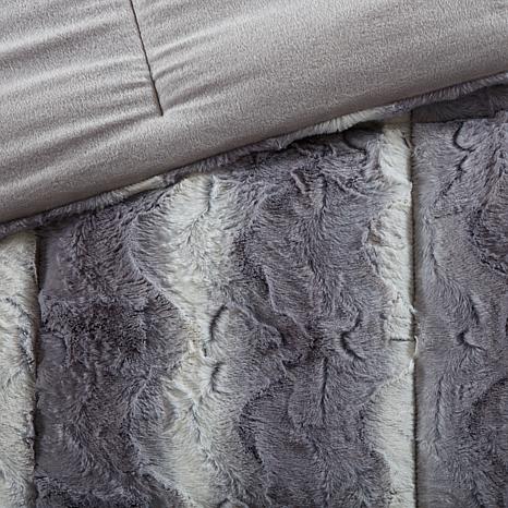 Madison Park Zuri Faux Fur Comforter Set Gray F Q 8227951 Hsn