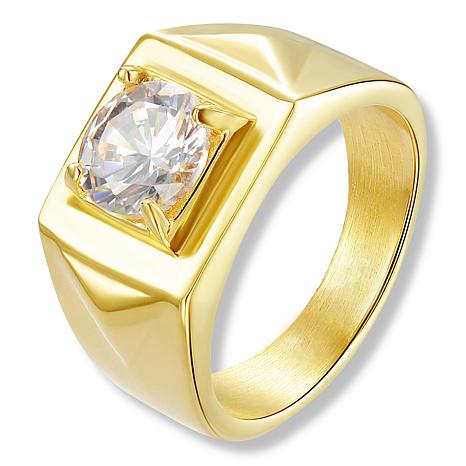 2024年冬【法人向けお歳暮】 Signet Square CZ Steel Stainless Men's Ring HSN | 23316785 - アクセサリー