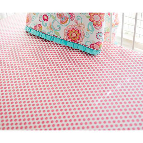 pink polka dot crib sheet