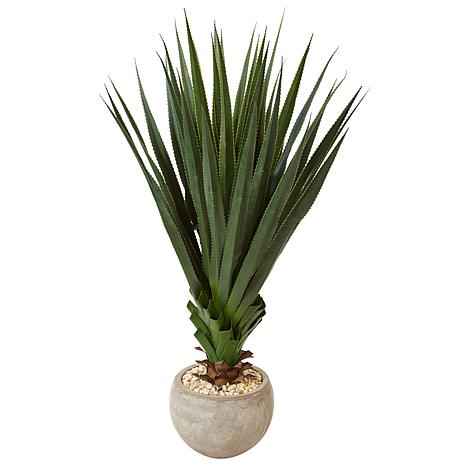 Nearly Natural 4.5 Spiked Agave in Sand Colored Bowl Indoor/Outdoor -  9310276