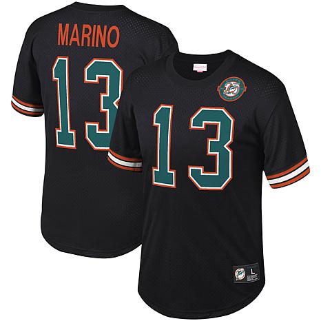 Men's Mitchell & Ness Dan Marino Black Miami Dolphins Retired Player Name & Number Mesh Top X-Large