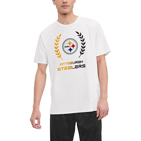 Men's Pittsburgh Steelers Heathered Gray/Black Big & Tall Raglan Short  Sleeve Pullover Hoodie