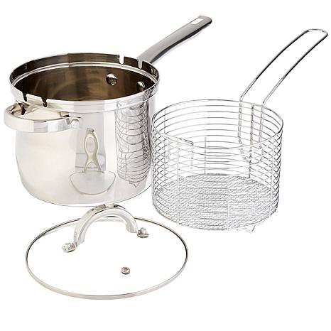 Oster Sangerfield 5 Quart Stainless Steel Pasta Pot with Strainer Lid and Steamer Basket