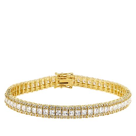 Radiance by Absolute™ Gold-Plated Princess and Round Tennis Bracelet ...