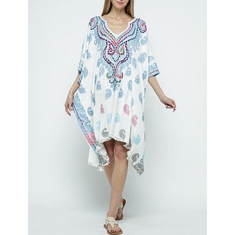 embroidered caftan dress