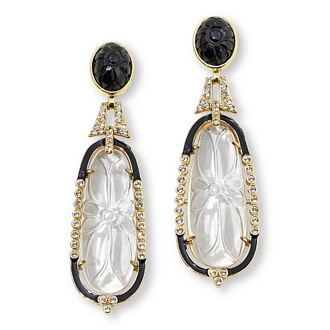 Rarities Carved Rock Crystal Doublet and Gemstone Drop Earrings