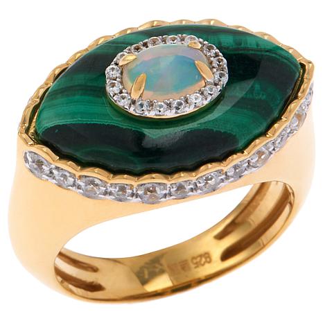 Color Blossom Ring, Yellow Gold, White Gold, Malachite And Diamonds -  Jewelry - Categories