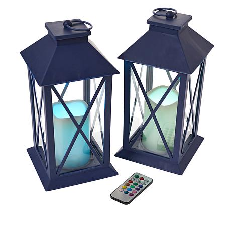 South Street Loft Set of 2 Metal Oblong Wire Lanterns - Metallic