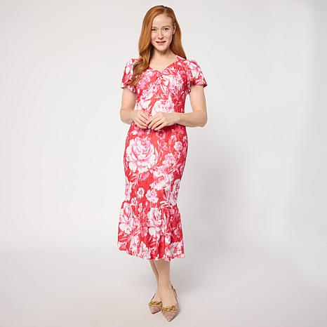 TWRHLL by Christie Brinkley Printed Sweetheart Neck Dress | HSN