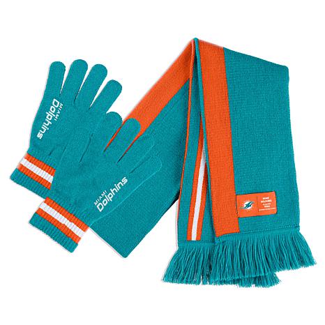 WEAR by Erin Andrews Women's WEAR by Erin Andrews Miami Dolphins Striped  Scarf & Gloves Set