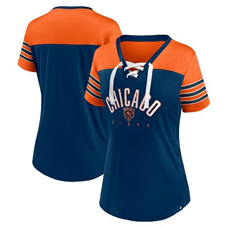 Women's Fanatics Navy/Orange Chicago Bears Blitz & Glam Lace-Up V-Neck ...