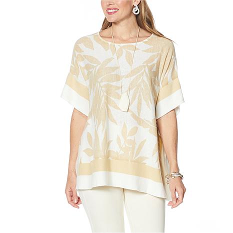 WynneLayers Intarsia Sweater Knit Poncho