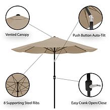 10' Auto-Tilt Patio Umbrella with Easy Crank - Sand