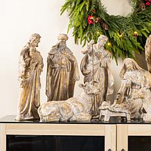 10-piece Bronze Resin Nativity Figurine Set