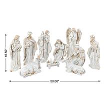 10-piece Ivory/Gold Resin Nativity Figurine Set