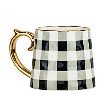 10 Strawberry Street Berkley Mug, Set of 4, Gingham & Gold