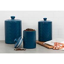 10 Strawberry Street Diamond 3-Piece Canister Set, Blue