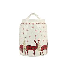 10 Strawberry Street Plaid Reindeer Christmas Canister, Set of 2