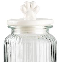 10 Strawberry Street Textured Glass Pet Treat Jar - Ribbed Paw