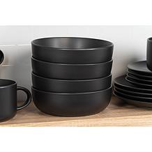 10 Strawberry Street Wazee Matte 16-Piece Coupe Dinnerware Set