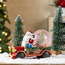 100mm Christmas Resin Lighted Musical Snowflakes Santa Car Waterglobe